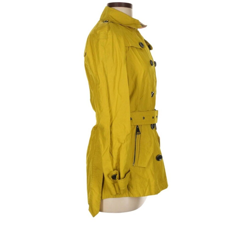 Burberry Womens Yellow Green Trench Coat Jacket. Size 6 - Picture 3 of 10